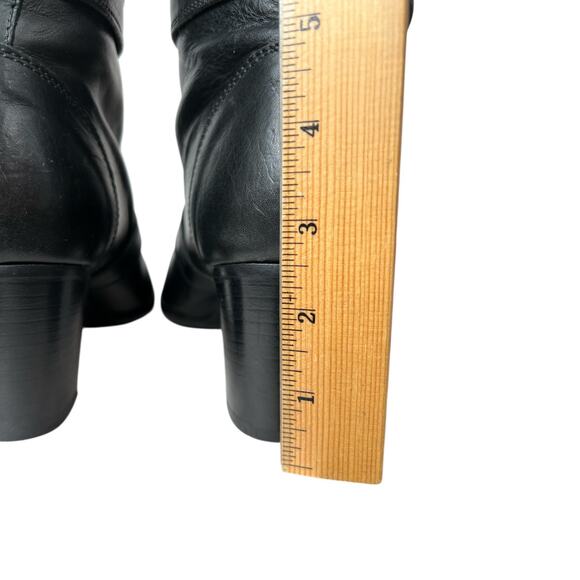 J.Crew Tall Leather Boots Strappy Moto 2.5" Heel in Black Women's Size 7.5 - Picture 13 of 16